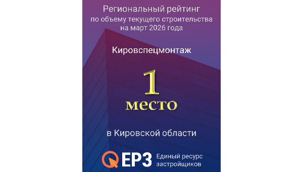 КСМ возглавил рейтинг застройщиков Кировской области.
