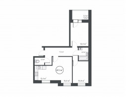 Евро 3-комнатная, 67.1 м²