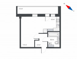 Студия, 31.8 м²