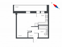 Студия, 32.2 м²