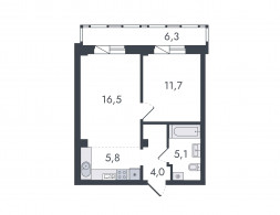 2-комнатная, 49.4 м²