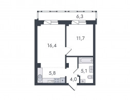 2-комнатная, 49.3 м²