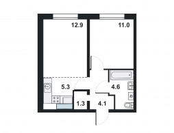 2-комнатная, 39.2 м²