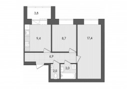 2-комнатная, 51.2 м²