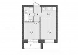 2-комнатная, 35.4 м²