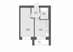 1-комнатная, 35.7 м²