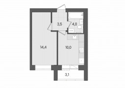 1-комнатная, 35 м²