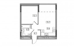 2-комнатная, 42 м²