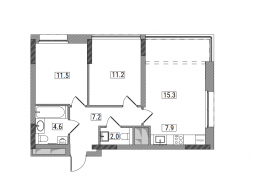 3-комнатная, 59.7 м²