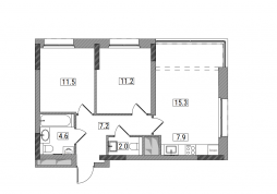 3-комнатная, 59.2 м²