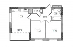 3-комнатная, 59.2 м²