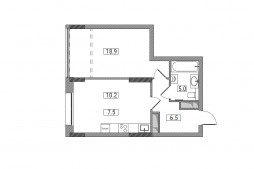 2-комнатная, 48.1 м²