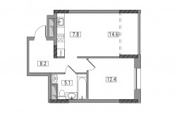 2-комнатная, 48.1 м²