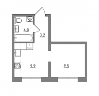 1-комнатная, 26.6 м²