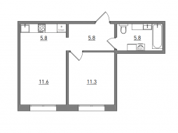 2-комнатная, 40.3 м²