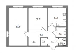 2-комнатная, 59.4 м²