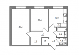 2-комнатная, 59.4 м²