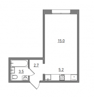 Студия, 26.4 м²