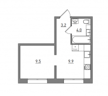 1-комнатная, 26.6 м²