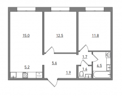 3-комнатная, 59.8 м²