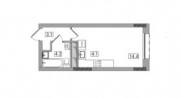 Студия, 25.8 м²