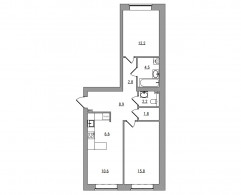 3-комнатная, 65.4 м²