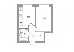 1-комнатная, 36.1 м²