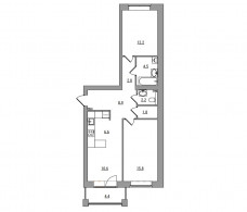 3-комнатная, 70.8 м²