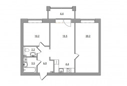 3-комнатная, 66.4 м²