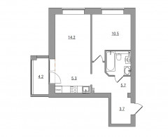 2-комнатная, 47.7 м²