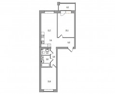 3-комнатная, 67.5 м²