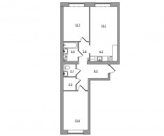 3-комнатная, 66.9 м²