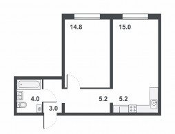 2-комнатная, 47.2 м²