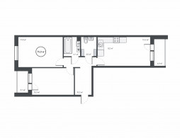 3-комнатная, 74.6 м²