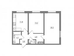 2-комнатная, 59.2 м²