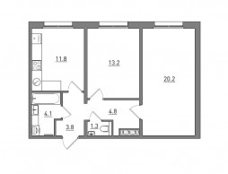 2-комнатная, 59.2 м²
