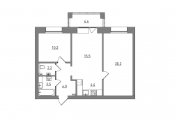 3-комнатная, 66.4 м²