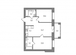 3-комнатная, 63.2 м²