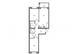 3-комнатная, 71.1 м²