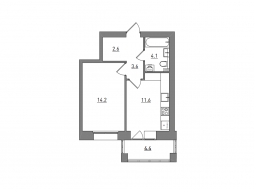 1-комнатная, 40.5 м²