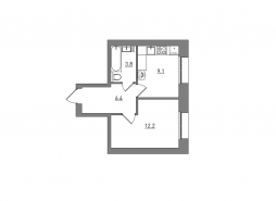 1-комнатная, 31.5 м²