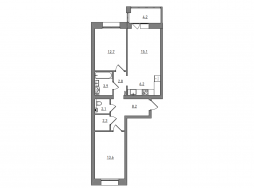 3-комнатная, 71.1 м²
