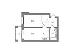 2-комнатная, 51.8 м²