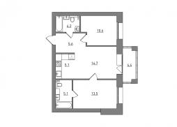 3-комнатная, 63.2 м²