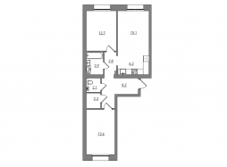 3-комнатная, 66.9 м²