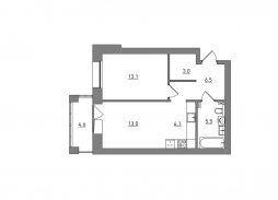 2-комнатная, 51.8 м²