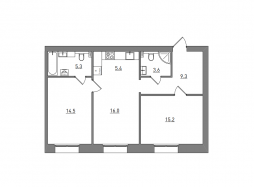 3-комнатная, 69.3 м²