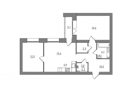 3-комнатная, 70.4 м²
