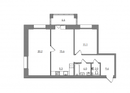 3-комнатная, 72.2 м²