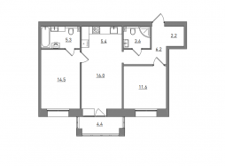 3-комнатная, 69.2 м²